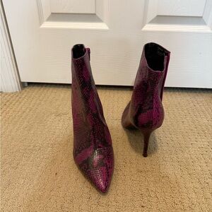 Women's Snakeskin Ankle Boots - Purple
